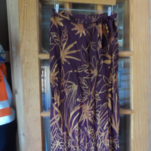 NWT NY & Co. Maxi Brown/Gold Wrap Skirt - Size M - Picture 1 of 9